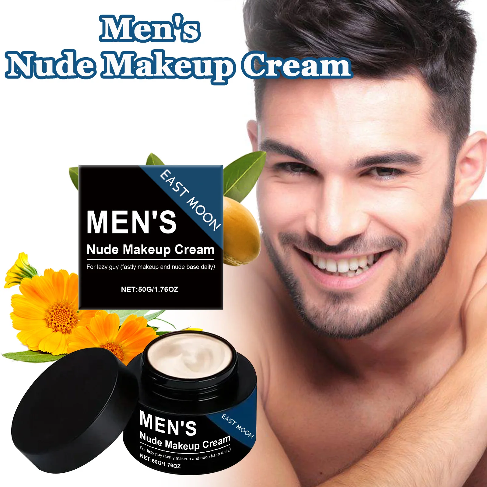 Men's BB Cream Natural Nude Tone Hydrating Cover Blemishes Sweatproof Long Lasting Oil-Free Matte Finish Nude Makeup Cream