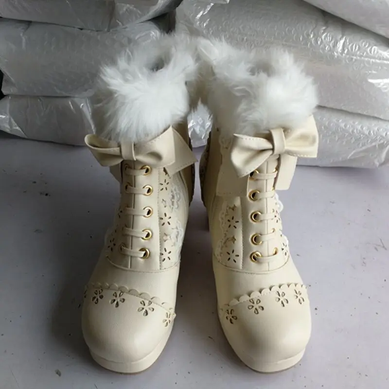 

Girseaby осенние сапоги до середины икры с круглым носком на массивном каблуке из искусственной кожи в стиле Лолиты, большие размеры 33–46, показ A3151