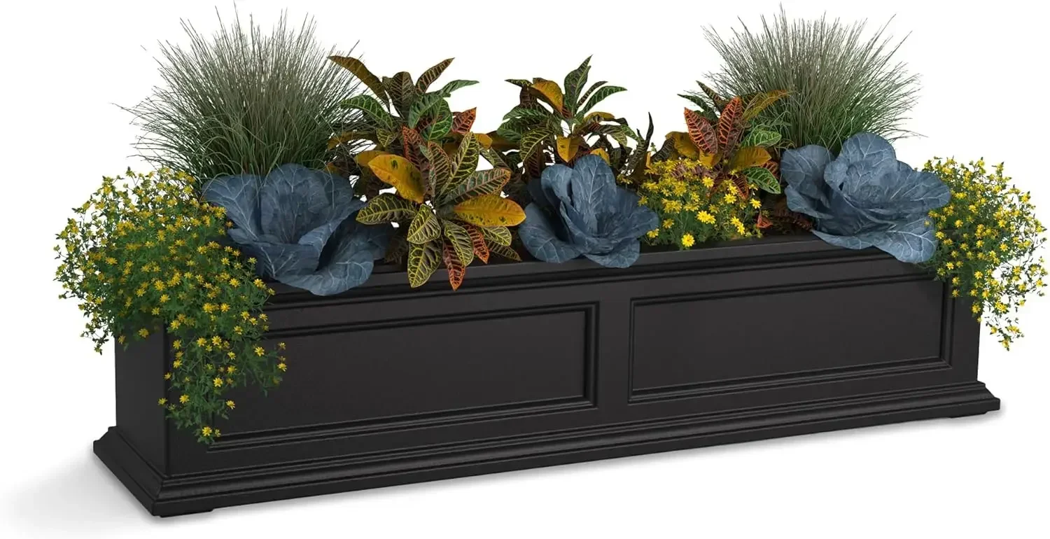 Mayne Fairfield 4ft Window Box, Self Watering Flower Box with Double Wall Design, All Season Fade Resistant Outdoor Window Plant