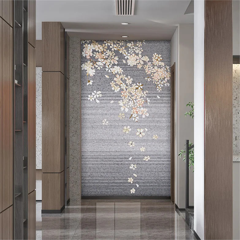 

Custom colorul flower art glass mosaic tile mural design for lifelike wall decorate