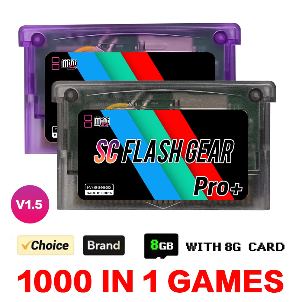 بطاقة SC صغيرة جديدة 1000 + في 1 بطاقة فلاش GBA إصدار SCFW V1.5 لـ GBA GBC GB NES مع محول 8G TF ملحقات وحدة التحكم في الألعاب