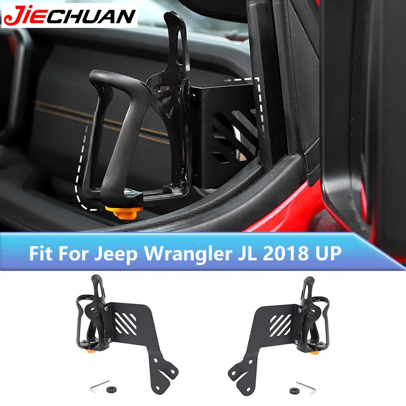 

JIECHUAN Car Front Door Side Water Cup Holder Drink Bracket For Jeep Wrangler JL/Gladiator JT 2018 Up,Auto Storage Accessories