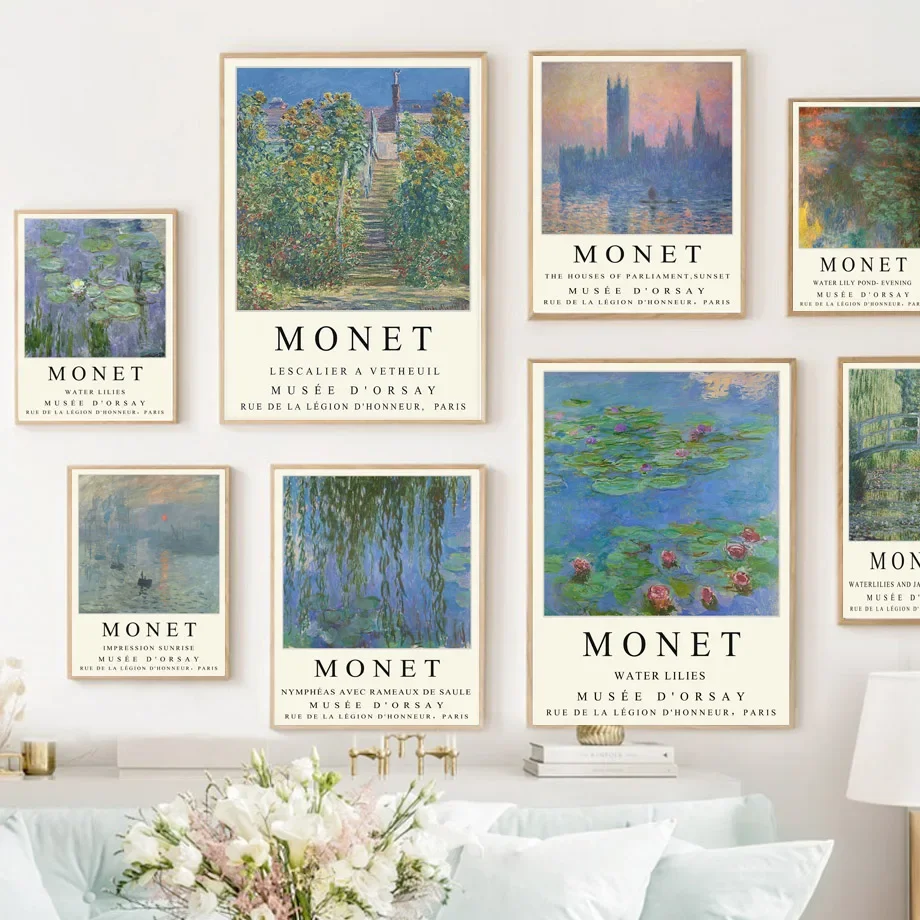 

Claude Monet Garden Sunrise Retro Abstract Wall Art Canvas Painting Nordic Poster And Prints Wall Pictures For Living Room Decor