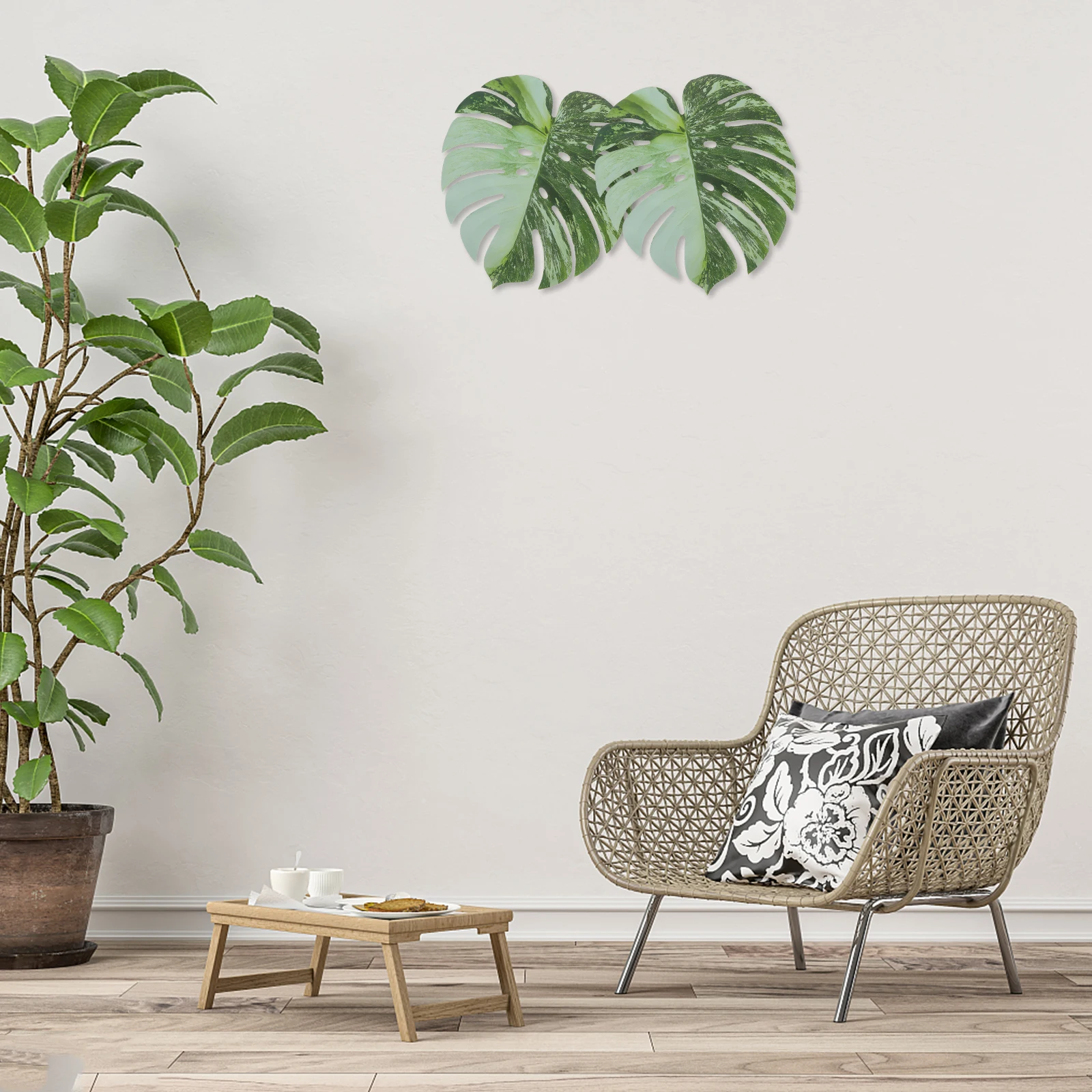 

6pcs Simulated Turtle Leaf Realistic Artificial Tropical Decorative Faux Leaves for Home Party Table Wall A09559