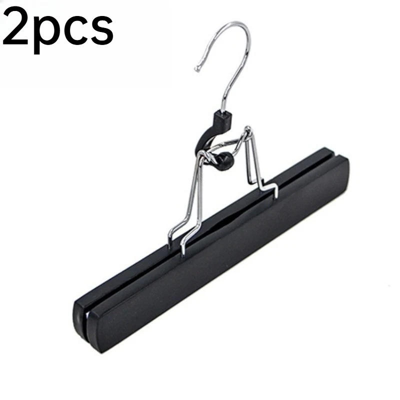 2pcs High Load Bearing Wood Bar Strong Clips For Clothing Store Wardrobe B&B Wipe Clean Long Reusable Pants Skirt Display Holder view 6