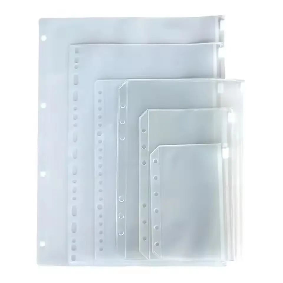 A5 A6 A7 12PCS Binder Pocket Binder Zipper Folder Suitable For 6-ring Binder Waterproof PVC Storage Bag Shopping Bag