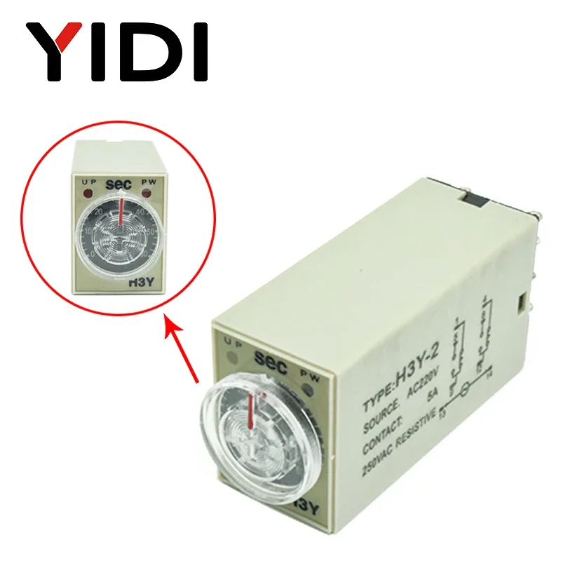 H3Y-2 Time Relay DC12V AC 220V 0-30 Sec 0-30 Minute 0-60s 0-60min Delay Timer 220VAC Timer Relay with Base Socket