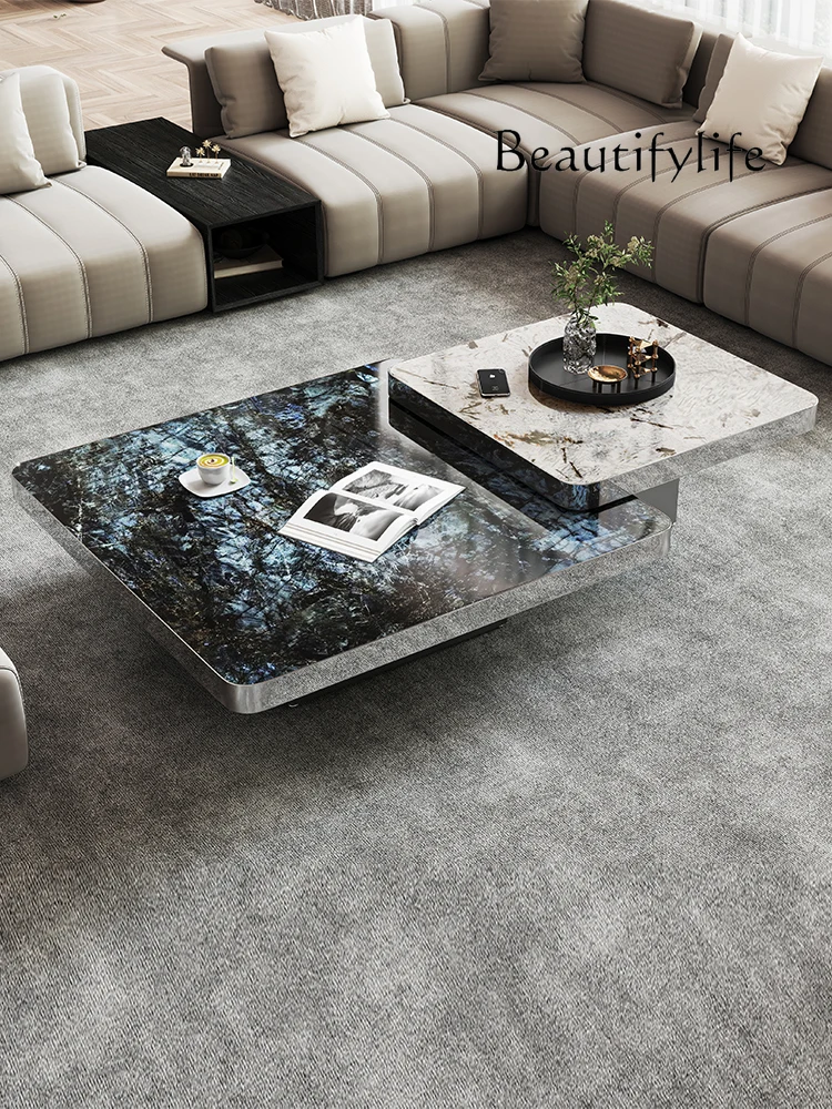 Coffee Table Living Room Home Light Luxury Designer Marble Microlite Minimalist Luxury Stone Rock Plate