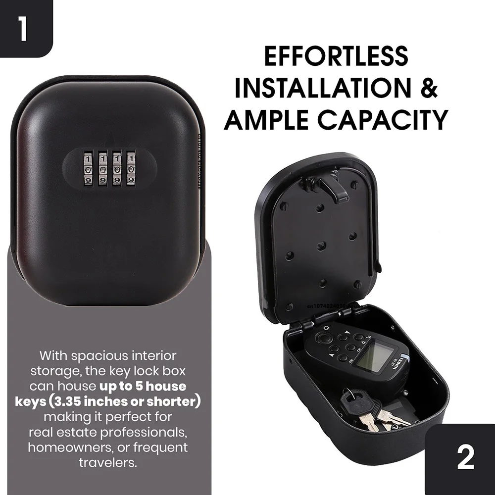 Key Lock Box with Small 4 Digit Combination Wall Mounted Secure Lock Box for House Key Resettable Code Safe Security Box Keys