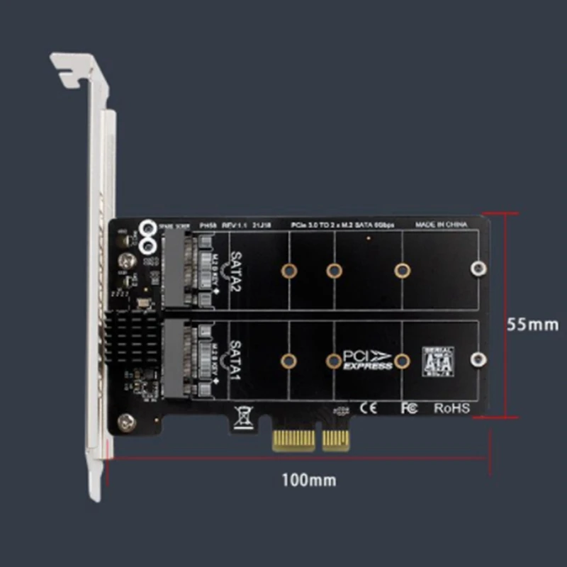 M.2 Sata Naar Pcie Conversiekaart Dual-Disk Array Card Raid Uitbreidingskaart Jmb582 Chipset Ondersteuning Ssd