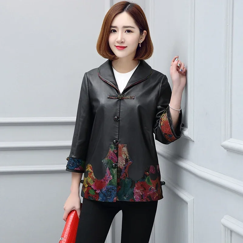 Echte echte Lederjacke Frauen kleider Frühling Herbst Vintage koreanische elegante Schaffell Mantel Kleidung veste femme nd1506