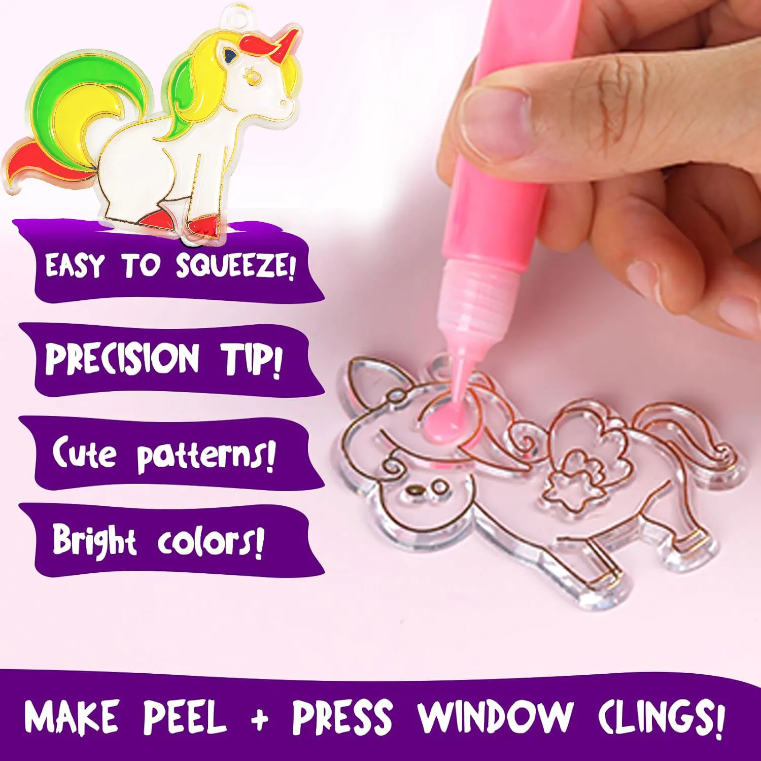 Create Your Own Window Art Suncatcher Keychains Craft DIY  Paint Unicorn Princess Astronaut Sun Catchers Children Kids Gifts Act - view 3