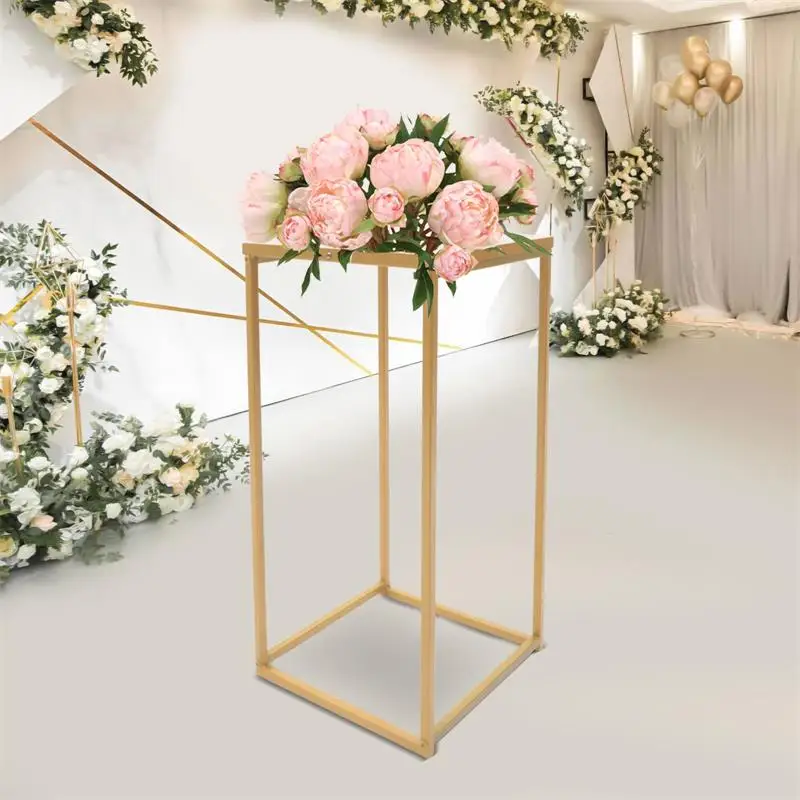 Imagem -04 - Ouro Metal Floor Vaso Coluna Flor Suporte Peça Central Vaso para Festa de Casamento Aniversário Decoração 30*30*60cm 10 Peças