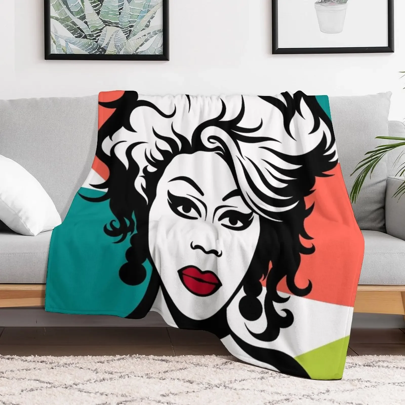 RuPaul Pop Art Throw Blanket Plaid on the sofa Large Blankets