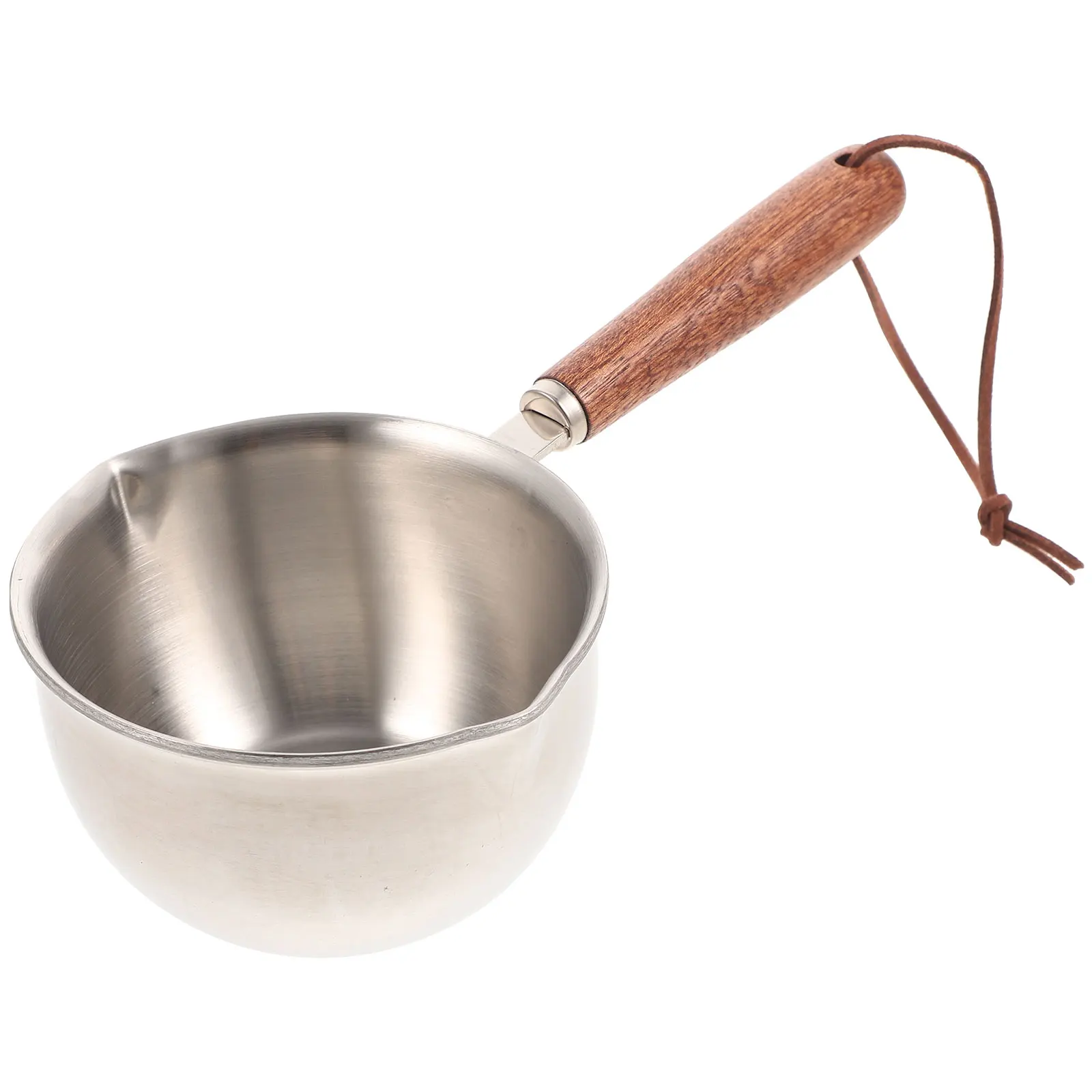 304 Stainless Steel Oil Pot with Wooden Handle Spilled Mini Soup Milk Pot Scalding-proof Kitchen Tool Cook Accessories Small Pan