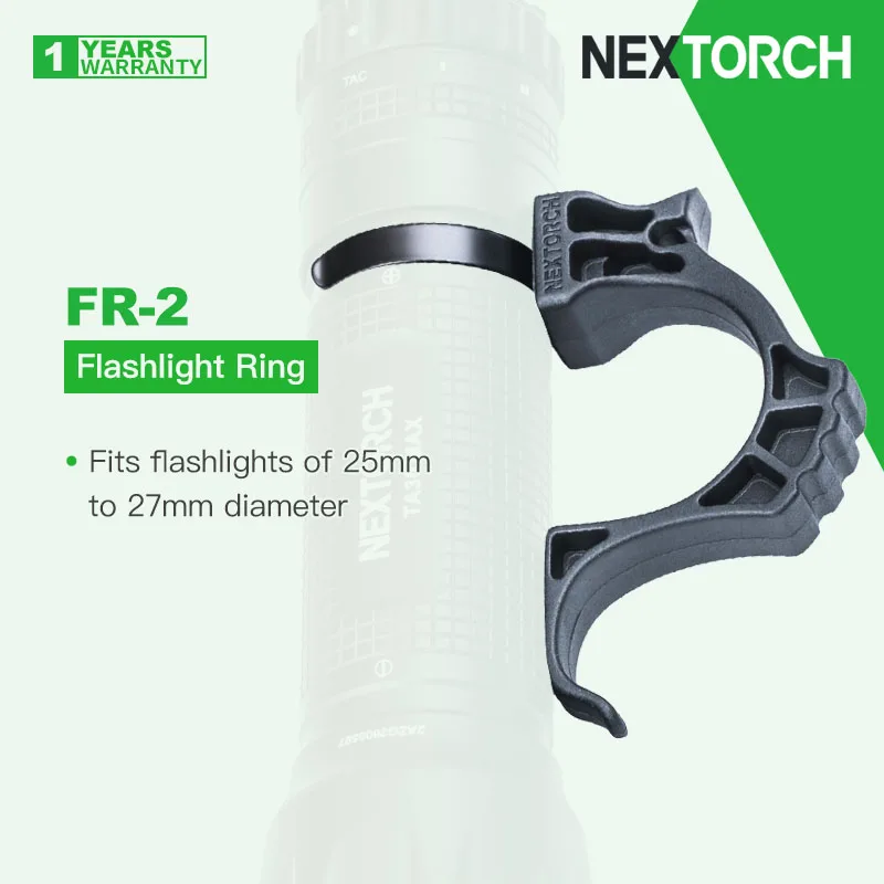 Nextorch FR-2 taktyczny pierścień latarki, kompatybilny z latarką o średnicy od 25 do 27mm, wykonany ze stali i nylonu