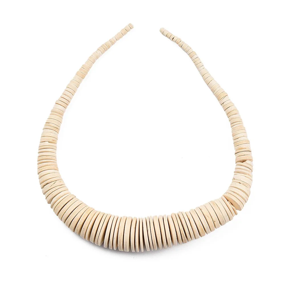 1strand Coconut Beads Strands  Flat Round Wheat 6~26x2~7mm Hole: 1mm 95~125pcs/strand 18.70 inch(47.5cm)