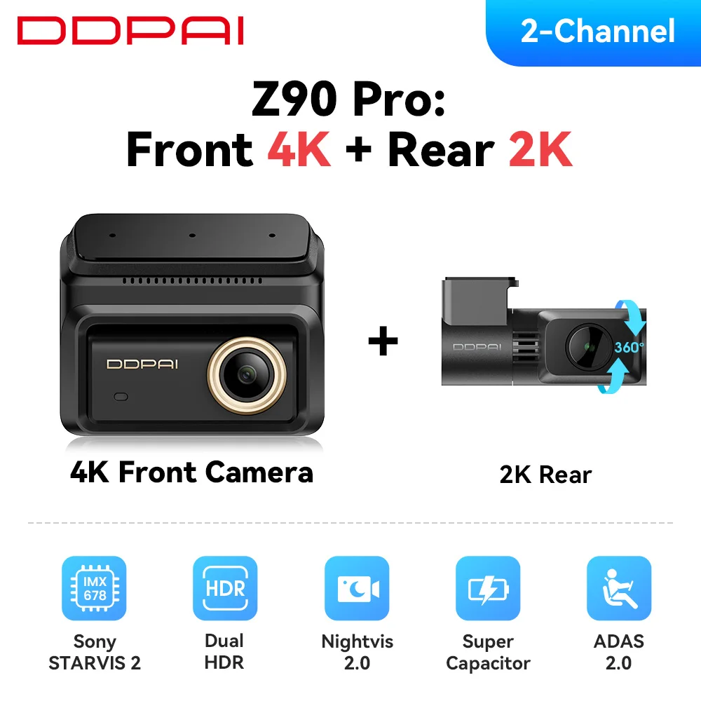 DDPAI Z90Pro 4K Автомобильный видеорегистратор с GPS и HDR — фото товара