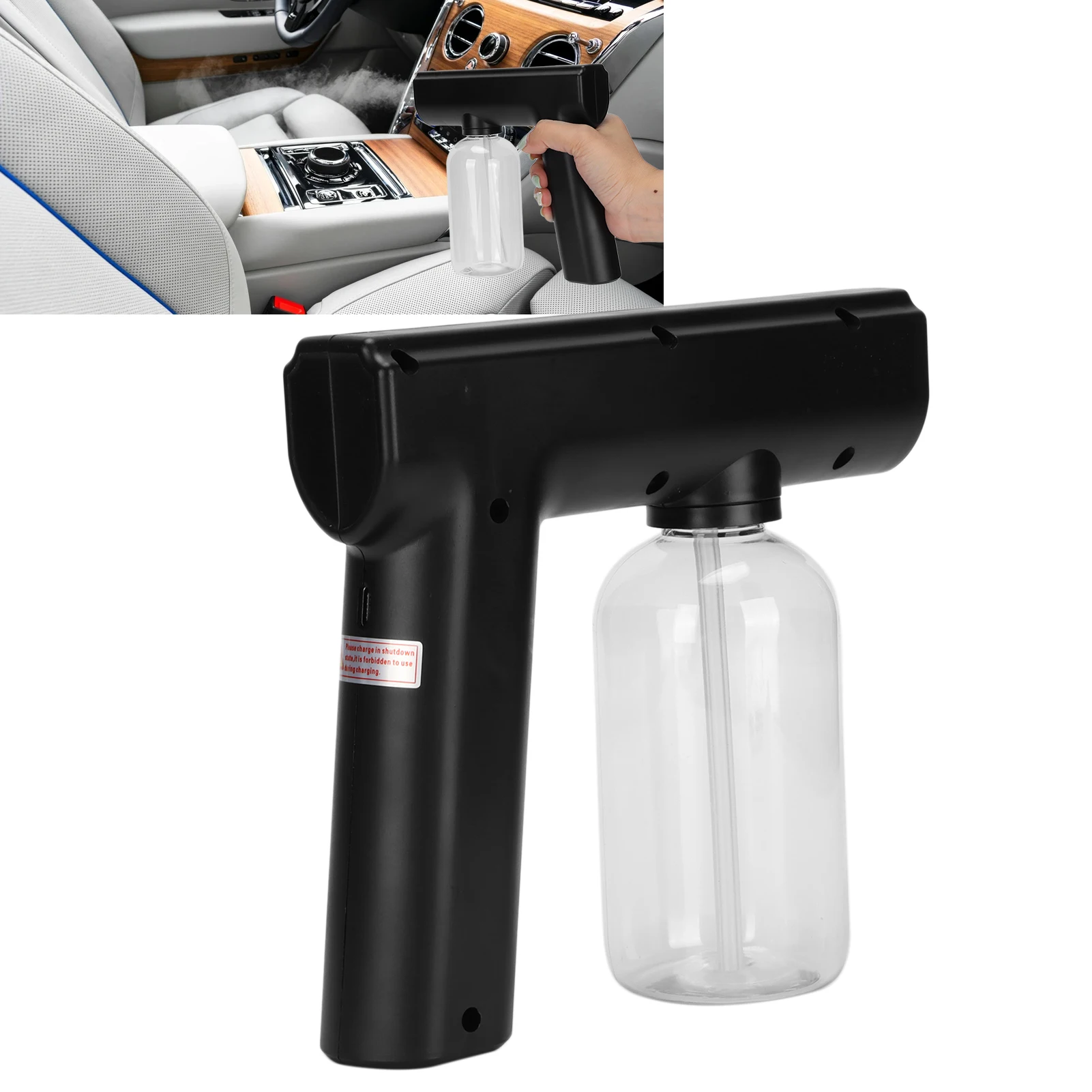 Portable Nanometer Mist Sprayer Gun Multifunctional Electric Fogger Wireless Cleaning SprayerBlack