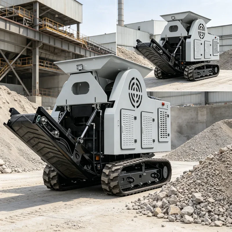 Mini Tracked Mobile Jaw Crusher With Magnetic Separator Portable Rock Crushing Machine For Concrete Recycling Equipment Station