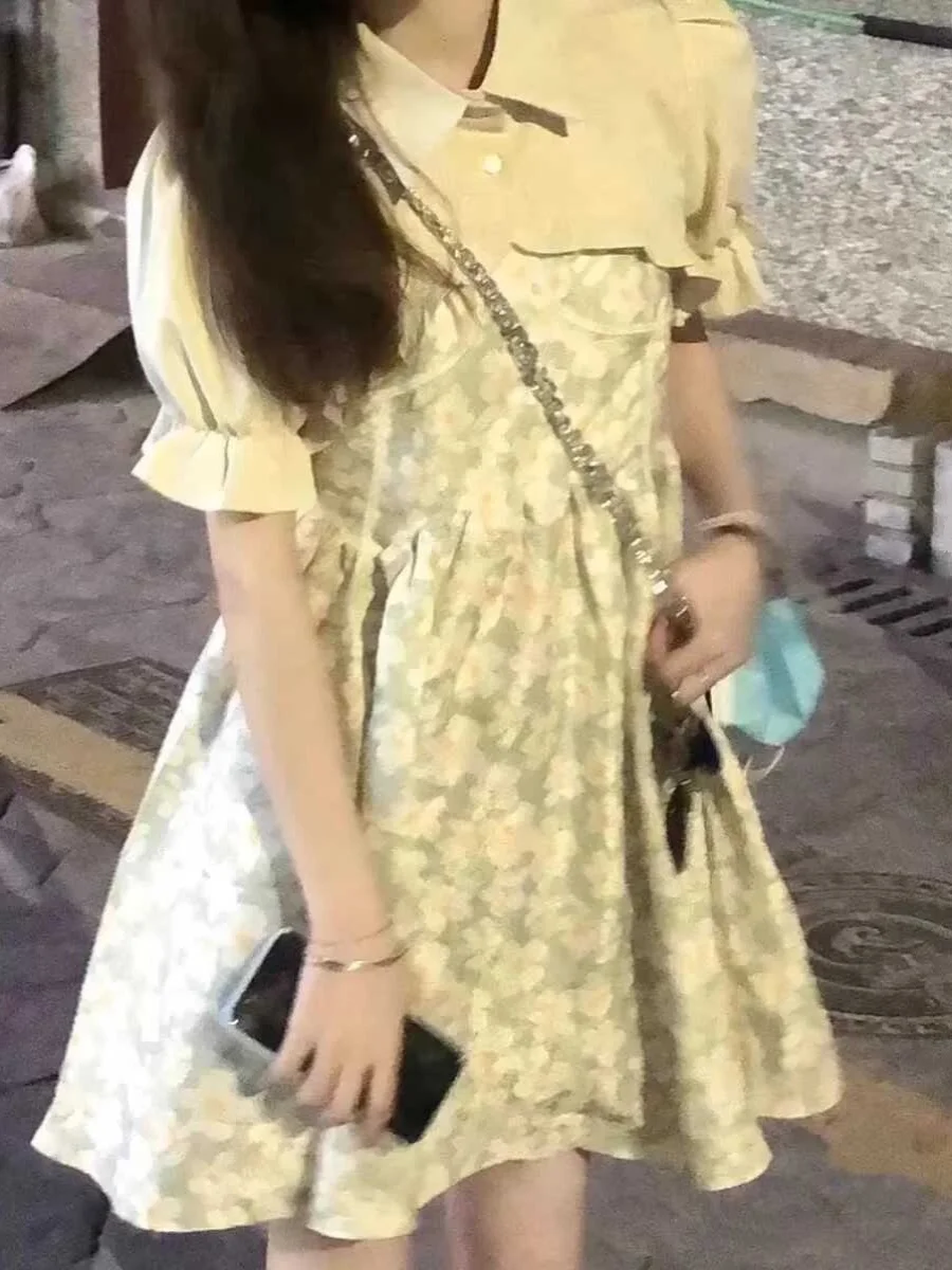 Floral Print ter Dr Women's Spring Summer Design Sensation Vintage Tea Break Two-Piece Set Skirt V-Ne High Waist Bubb...