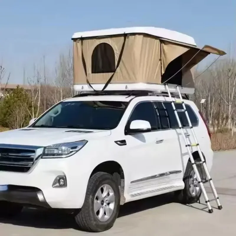 High Quality Waterproof Fiberglass Hard Shell Roof Top Tent Large Size Custom Logo Outdoor Camping Accessories