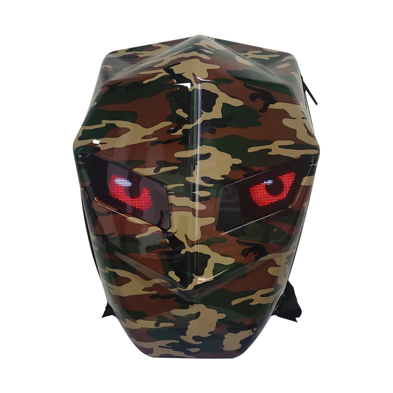 

Motorcycle backpack with LED eyes men carbon fibre hard shell waterproof knight helmet bag riding motorcycle backpack luminous