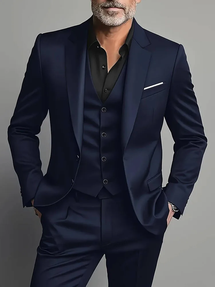 Men's Elegant Solid Color Business Style Blazer Single-breasted Lapel Formal Male Jacket Evening Office Prom Casual Suit Jackets