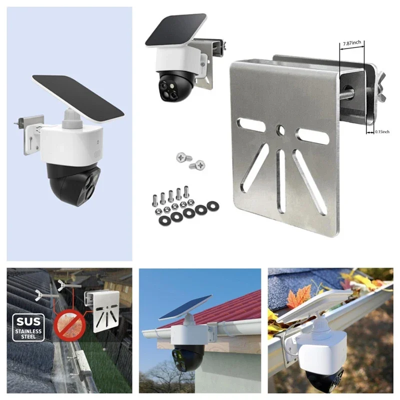 Camera Surveillanc Metal Gutter Mount Bracket For Eufy SoloCam S340E30 Secure Your Solar Camera Gutter Mount