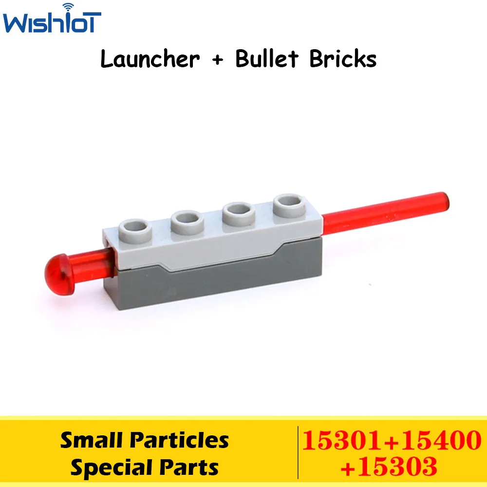 1x4 Launcher+8L Bullet Spring Shooting Mechanism Toy Shooter Dart Weapon MOC Building Blocks Technical Parts 15301 15303 15400