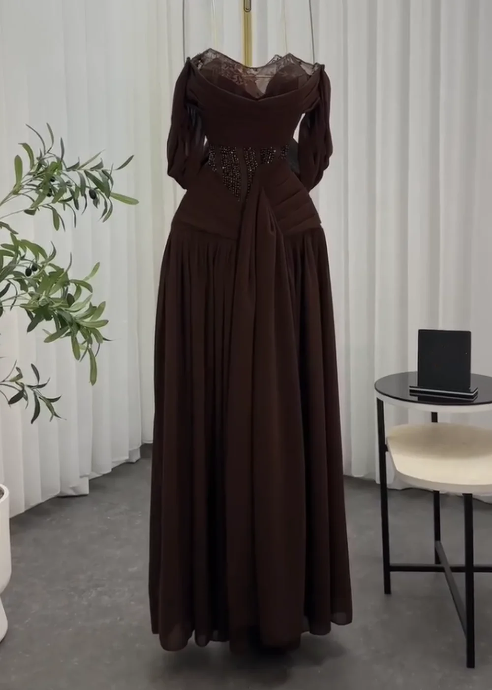 

Customized Fashion Chiffon Pleat Sequined A-line Sweetheart Long Dresses Bespoke Occasion Party Pastrol Simple