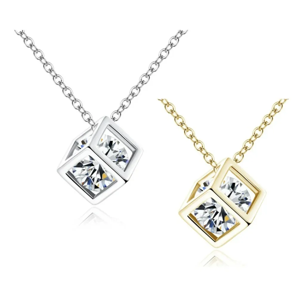 FSUNION 2025 New Arrival Silver Color Crystal Rhinestone Pendant Necklace for Women Fashion Choker Clavicle  Jewelry Gift