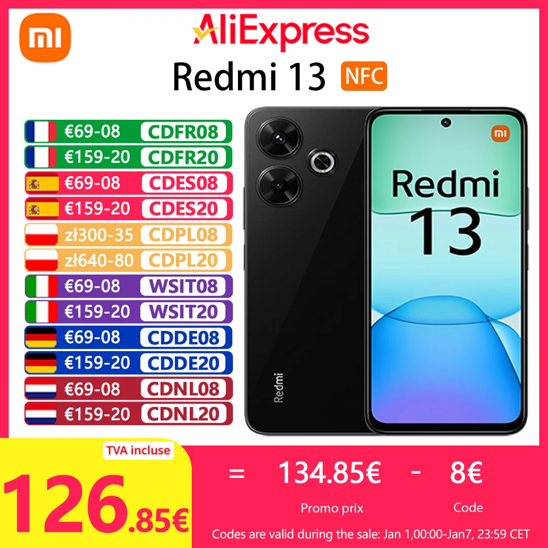 Xiaomi Redmi 13 smart phones MediaTek Helio G91-Ultra camera 108MP 5030mA 33W fast charge 90 Hz screen global Version