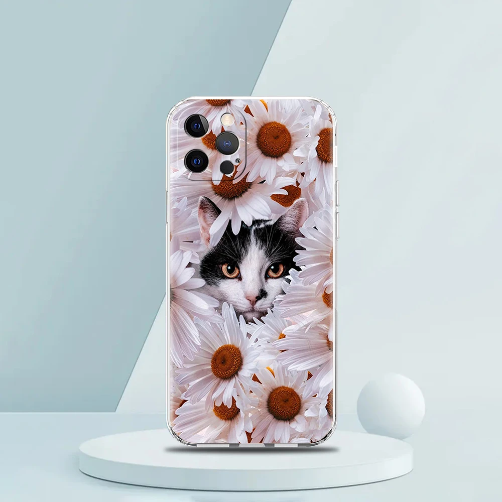 Cute Detection cat Phone Case For iPhone 15 14 13 12 Mini 11 Pro Max XS X XR 7 8 Plus Clear Shockproof Silicone TPU Cover