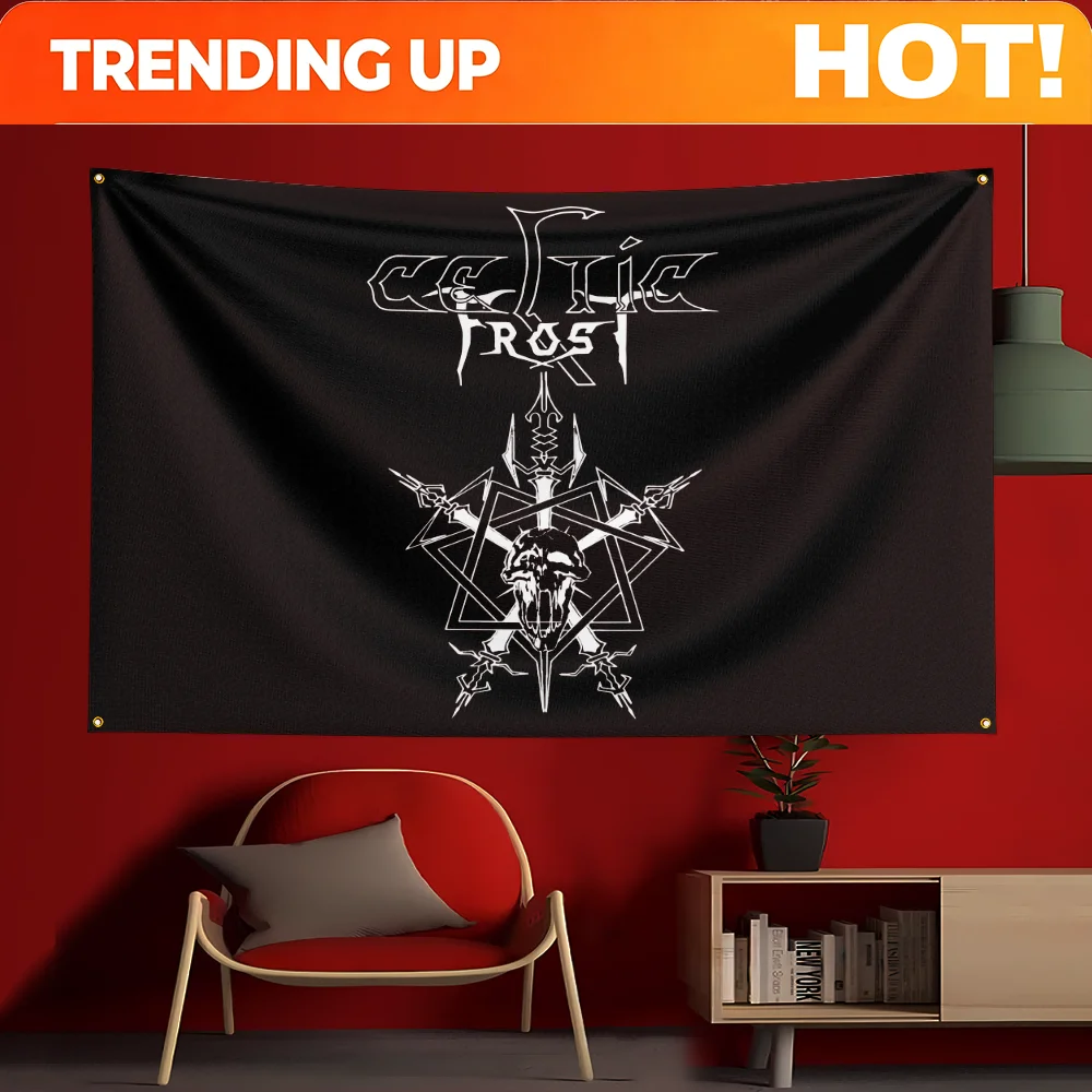 Customize 3x5 Ft Celtic Frost Band Concert Flag Polyester Printed Flags Banner Tapestry for Room Garage Decor Concert Flag