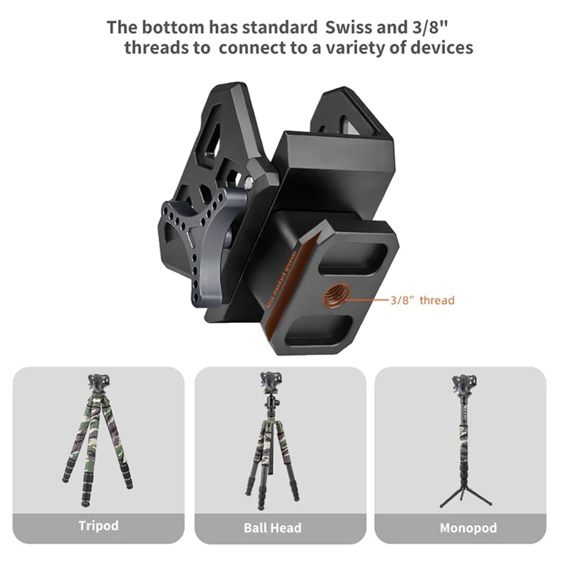 AT02-Professional Saddle Clip Adapter Tripod Bracket Vise Clamp Outdoor Bracket Adapts To3/8 Inch Thread Easy Installation