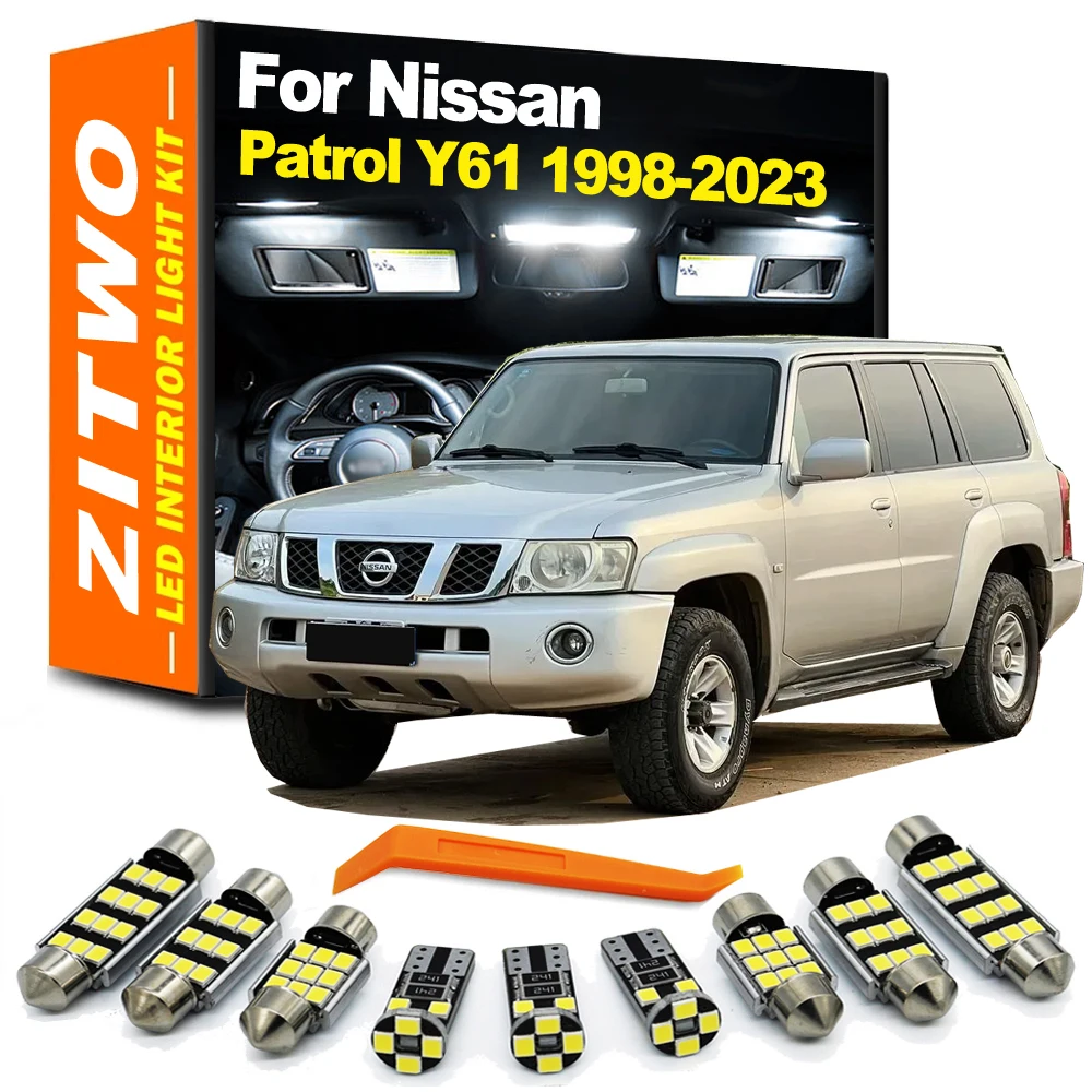 ZITWO 10Pcs LED Interior Reading Map Light License Plate Lamp Kit For Nissan Patrol Y61 1998- 2017 2018 2019 2020 2021 2022 2023