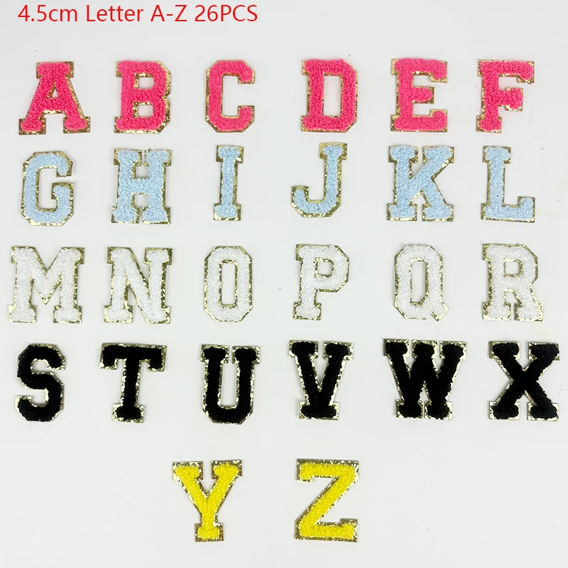 2025 New 4.5cm mixed color towel embroidered letter self-adhesive embroidery patch clothing accessories luggage accessories DIY