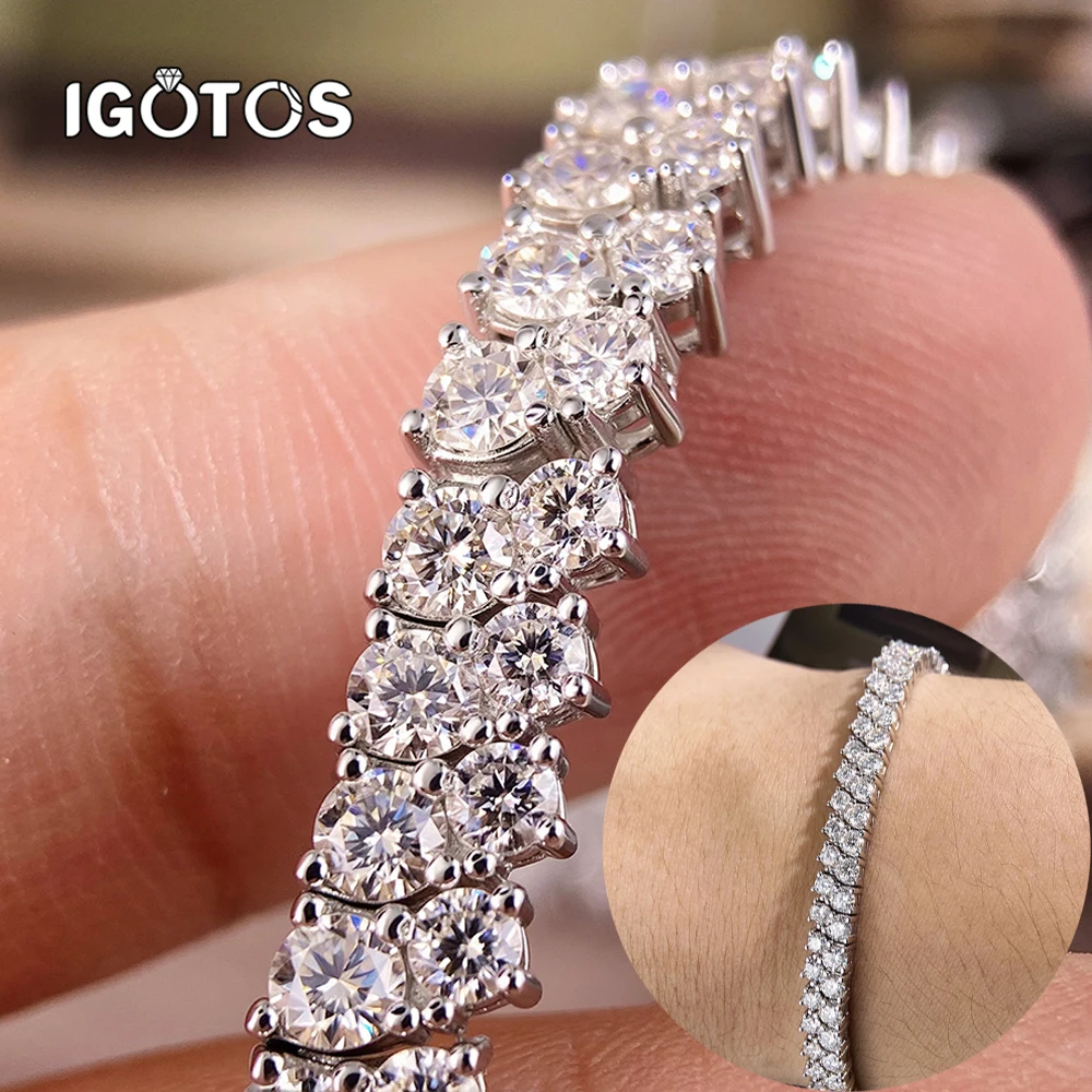 

Full Moissanite Tennis Bracelet Certified 925 Sterling Silver Double Layer 3mm Diamond Bracelet for Women Man Party Jewelry Gift