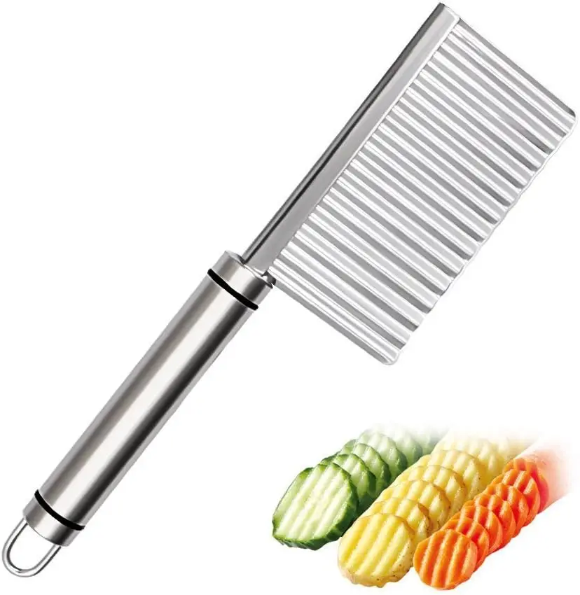 

23cm Wavy Vegetable Cutter, Stainless Steel Crinkle Cutter for Potato Carrot, Decorative Cutting Knife