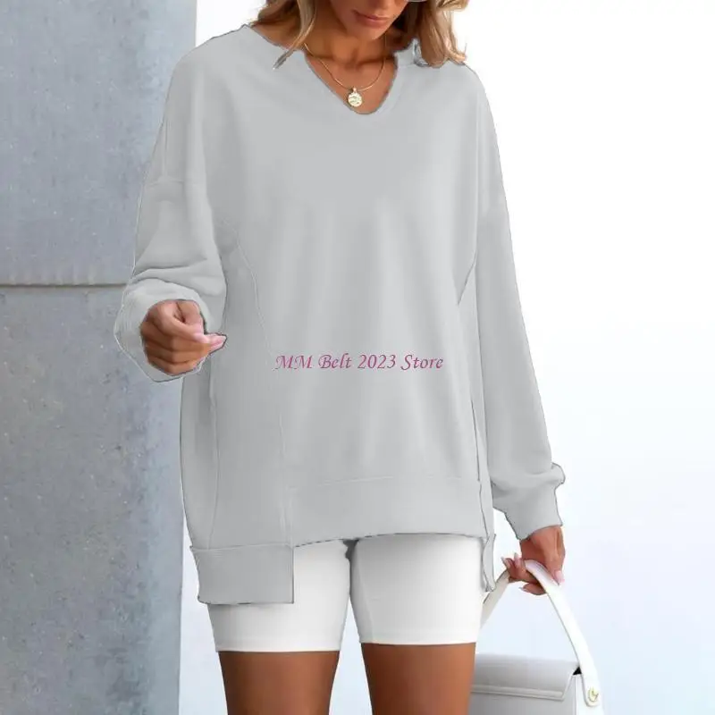 49me damskie bluzy w paski V Szyjka Koszule z długim rękawem luźne dopasowanie topów jesiennych mody strój