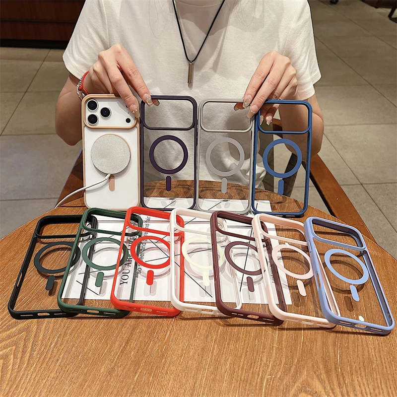 Luxury Magnetic Shockproof Phone Case for iPhone 17 Air 16 15 14 Plus 13 12 11 Pro Max for Magsafe Wireless Charge Cases Cover