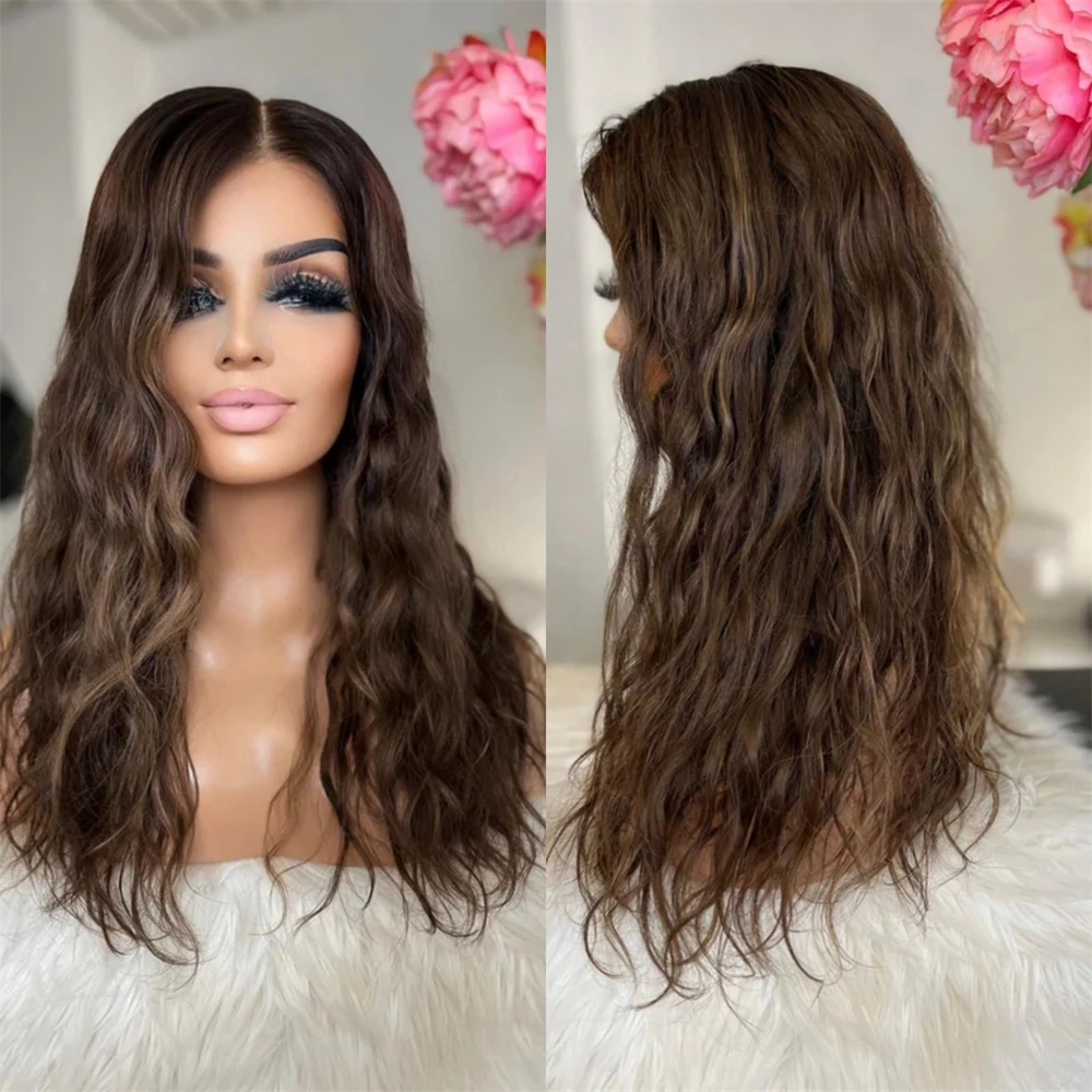 

Free Part Wig Heat Resistant 13x4 Ombre Brown Synthetic Lace Front Wig HD Lace Wig Free Part Wig Woman Wigs Deep Water Wave Wig