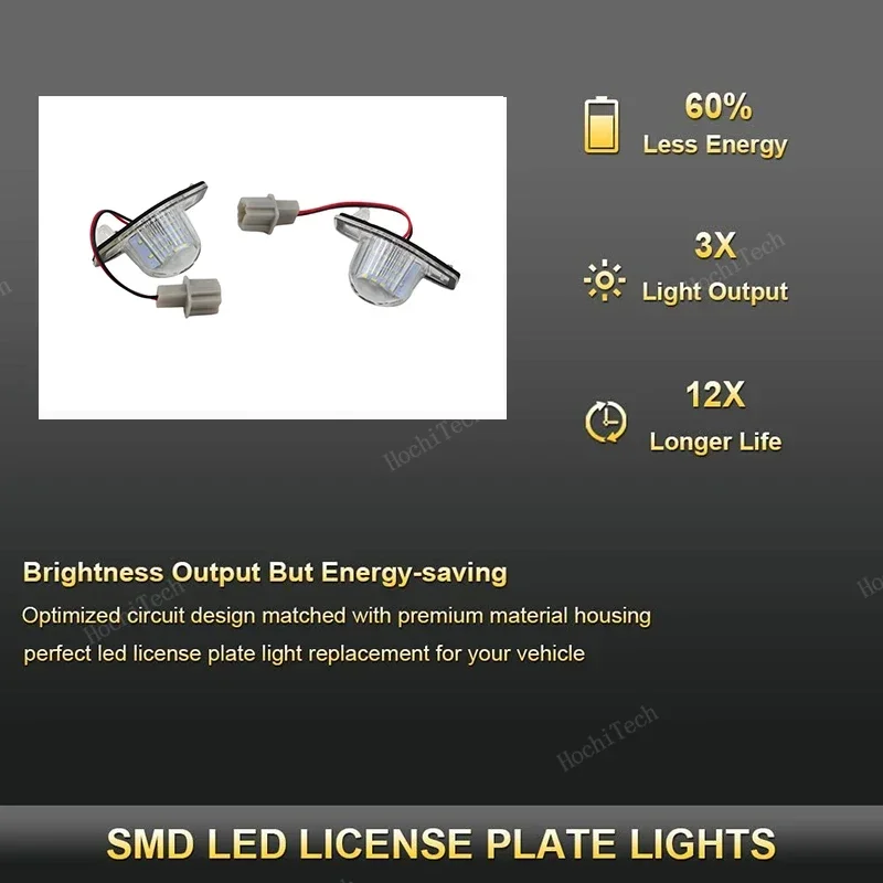 2Pcs DC12V Car LED License Number Plate Light Lamp LED White Light For Honda Crv Fit Odyssey Jazz Hrv Frv CR-V Stream SMD - Image 2