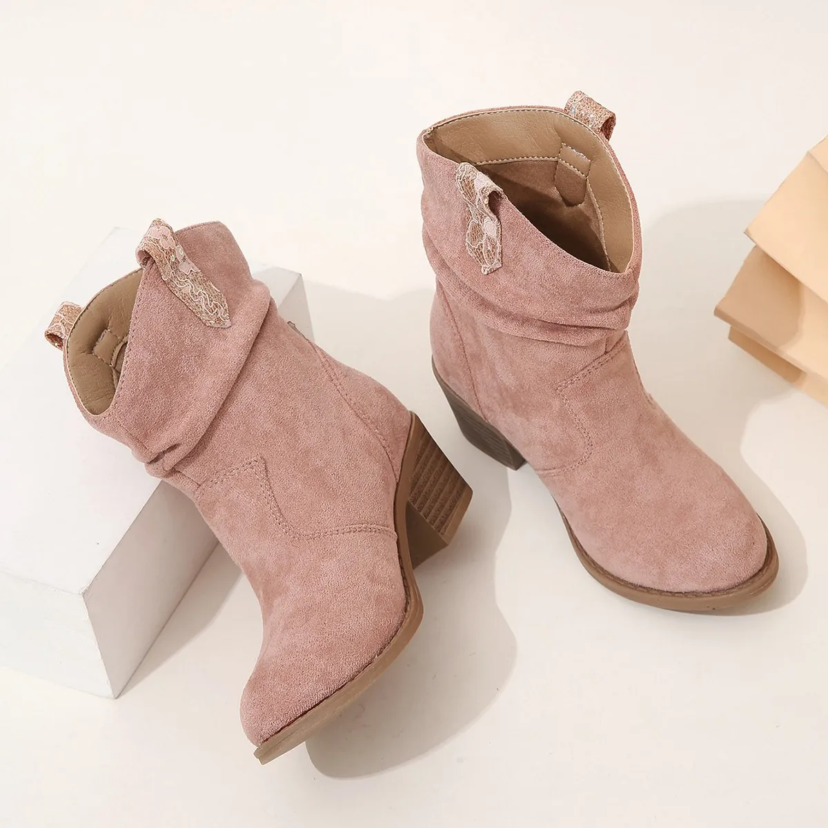 Girls Boots High Heels Slip-on Children Fashion Boots Non-slip Elegant Princess Shoes 2023 New Spring Kids Boots Drop Shipping