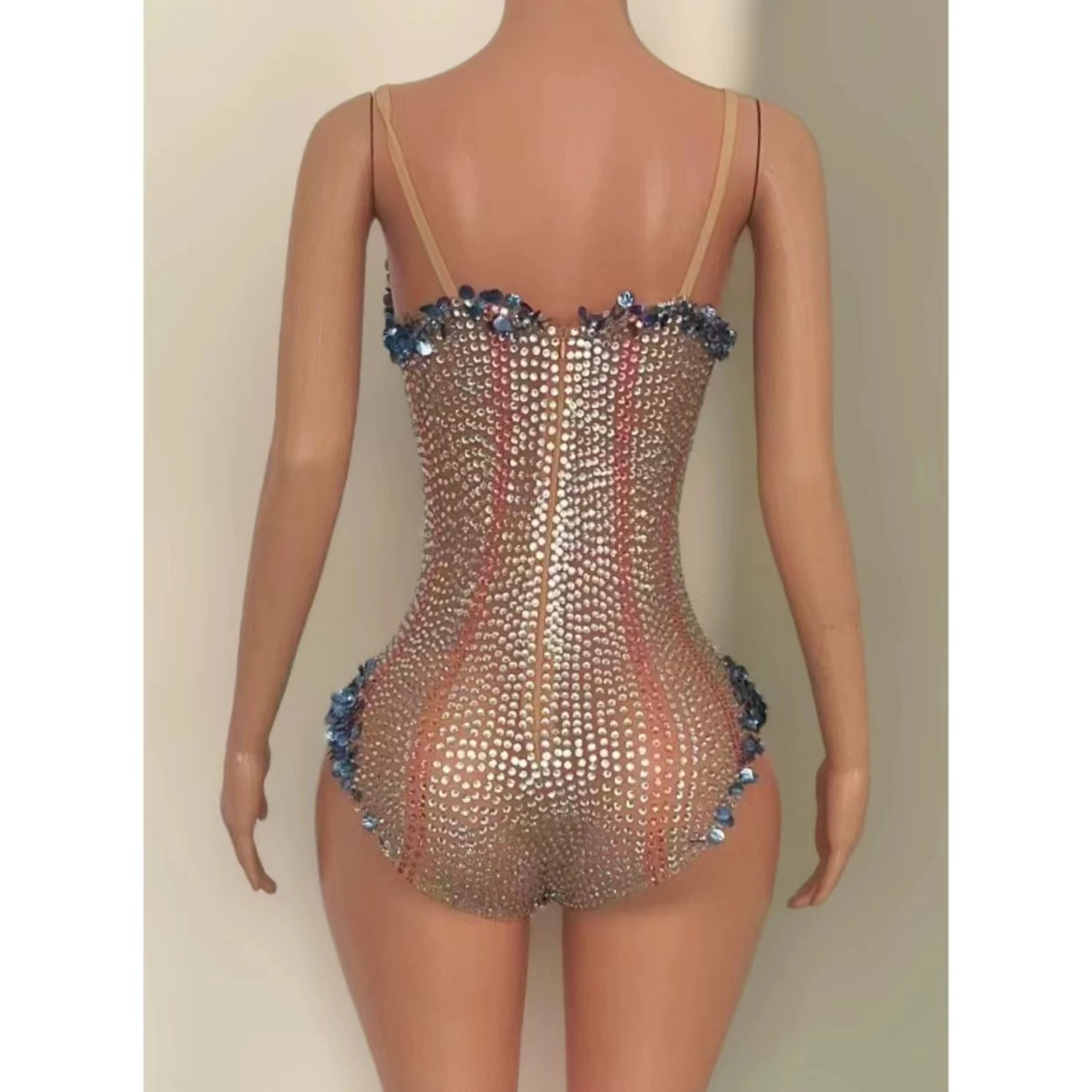 Mono Sexy con diamantes, Bikini para club nocturno, Bar, Festival, fiesta, DJ, cantante femenina, equipo de baile, disfraz de escenario actuación