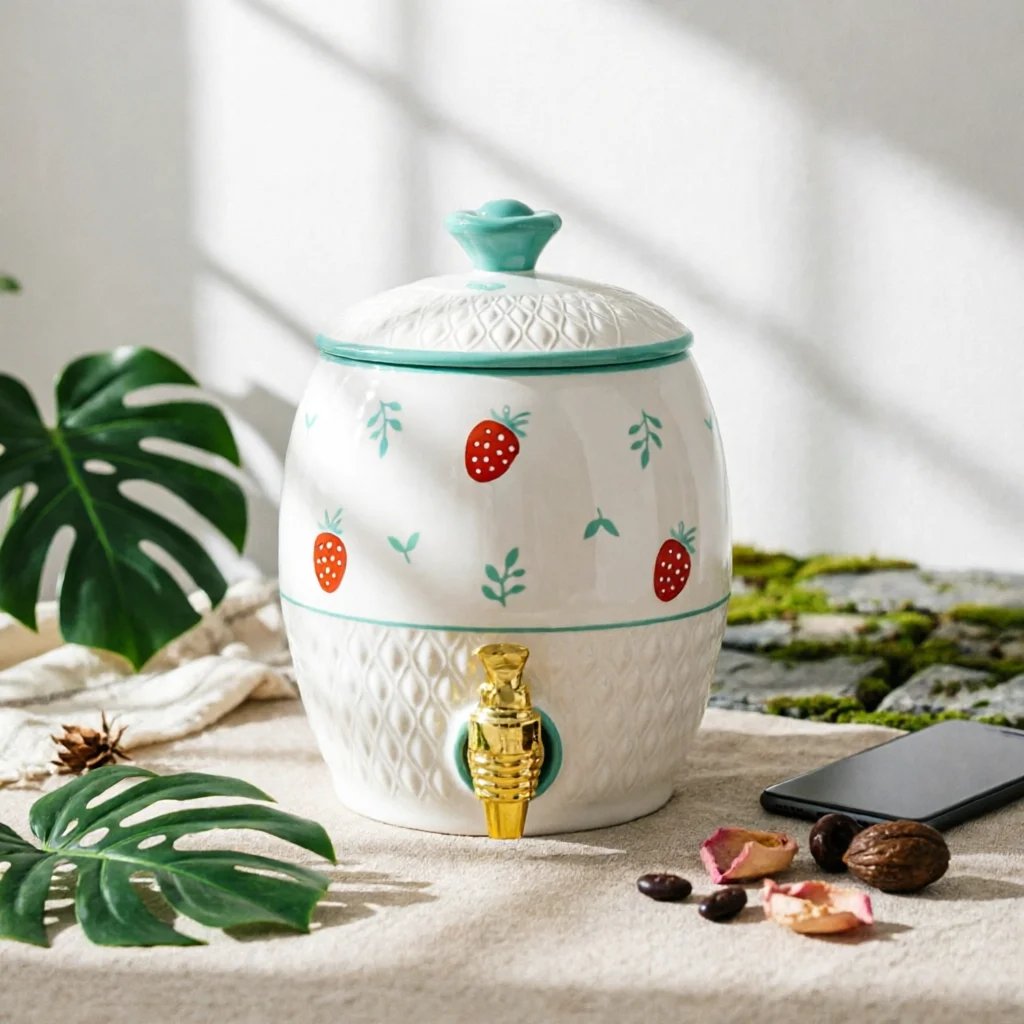 ceramic-water-dispenser-strawberry-pattern-ceramic-drink-dispenser-porcelain-water-ceramic-water-vessel-lidded-drinkware-wide