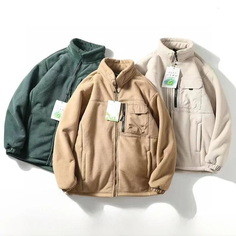 

Мужское уличное бархатное джато с воротником-стойкой на подкладке из овечьего волокна, тепе зимнее пальто из полиэфирного волокна с воротником-стойкой