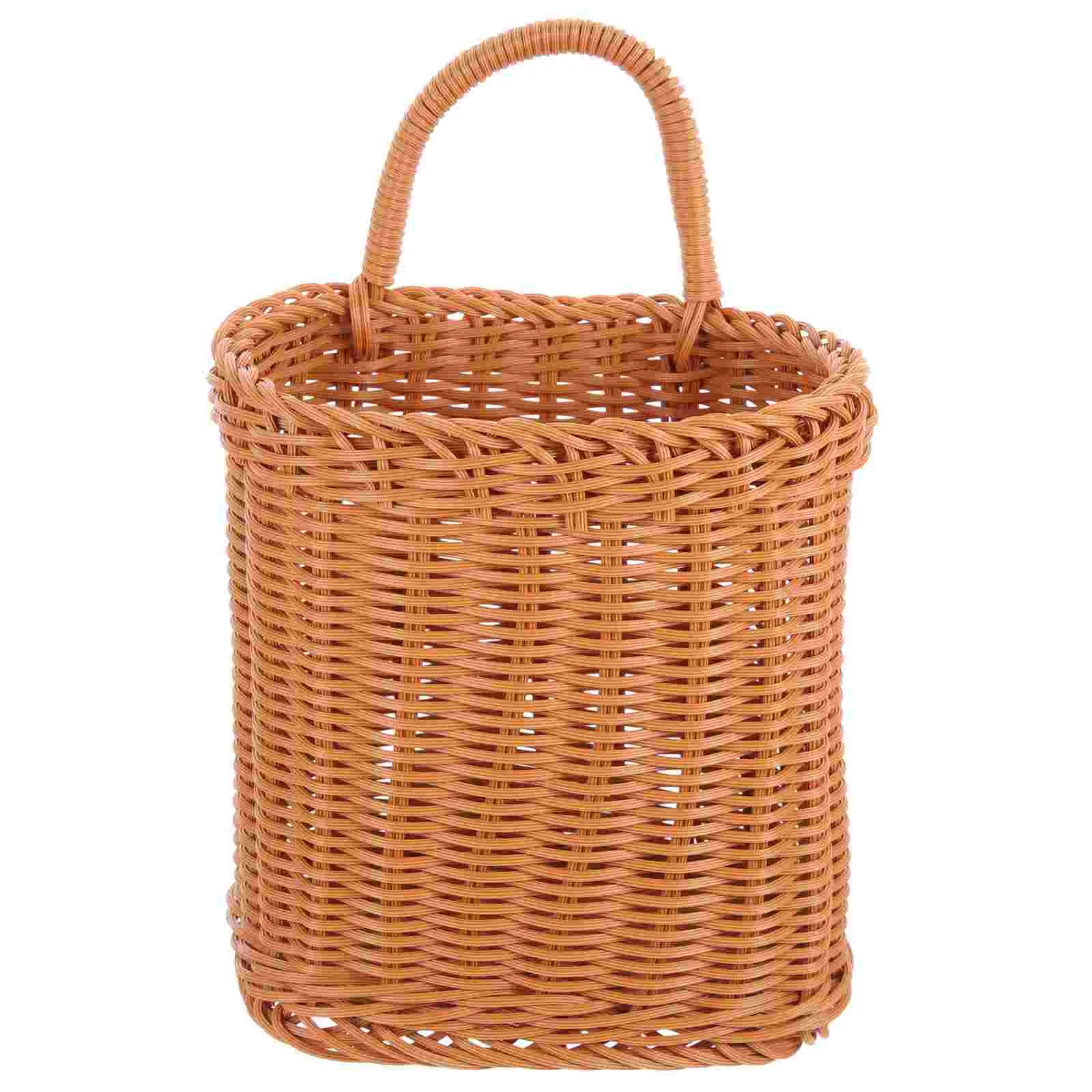 

Wall Hanging Storage Basket Bin Hand-woven Pastoral Style Flower for Multi-function Kitchen Plastic Sundries Holder