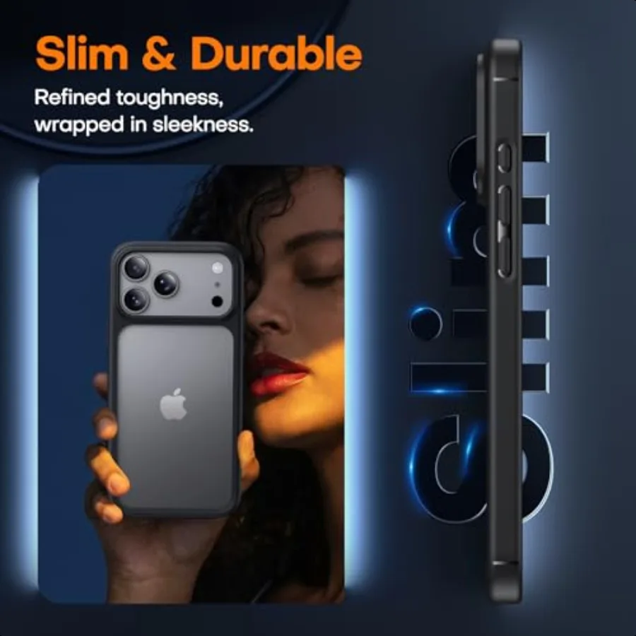 Чехол TAURI для iPhone 17 Pro Max, полная защита камеры с защитной пленкой для экрана, полупрозрачный матовый чехол в стиле милитари, защита от ударов